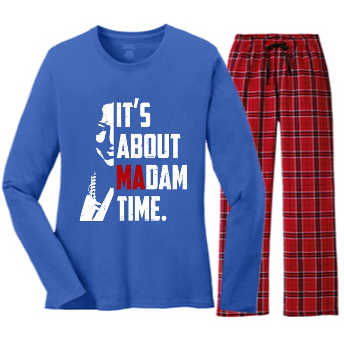 Kamala Harris 2024 ItS About Madam Time President Election Gift Women's Long Sleeve Flannel Pajama Set 