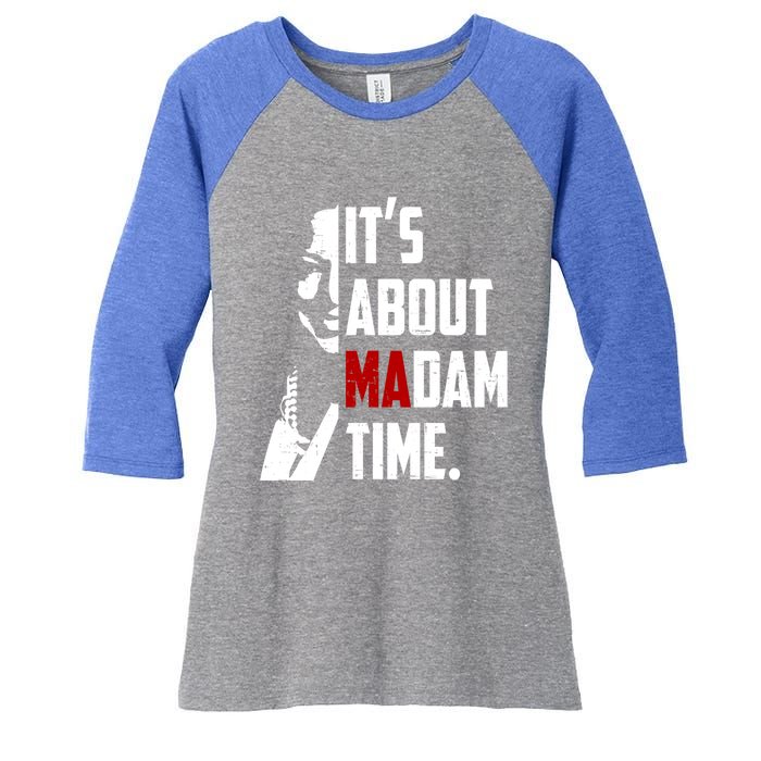 Kamala Harris 2024 ItS About Madam Time President Election Gift Women's Tri-Blend 3/4-Sleeve Raglan Shirt