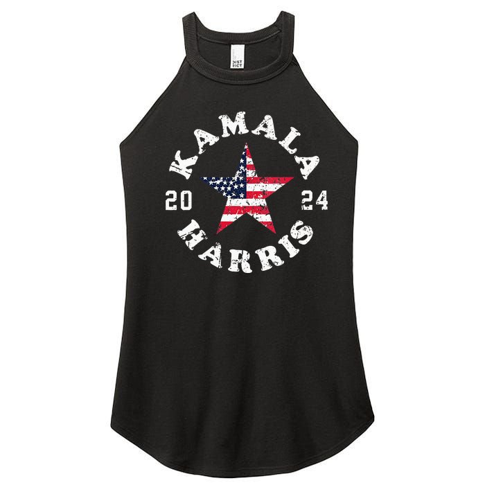 Kamala Harris 2024 President American Flag Vote Kamala Vneck Women's Perfect Tri Rocker Tank