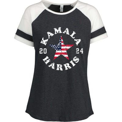 Kamala Harris 2024 President American Flag Vote Kamala Vneck Enza Ladies Jersey Colorblock Tee