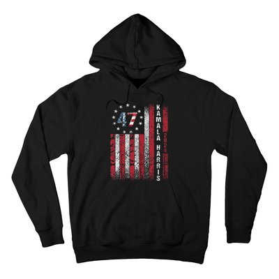 Kamala Harris 2024 For President American Flag Distressed Hoodie