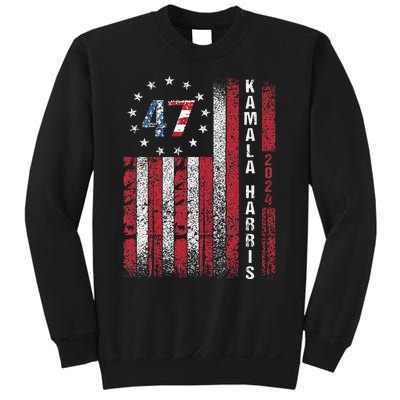 Kamala Harris 2024 For President American Flag Distressed Sweatshirt