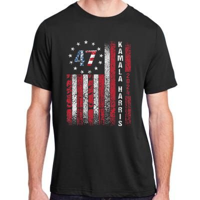 Kamala Harris 2024 For President American Flag Distressed Adult ChromaSoft Performance T-Shirt