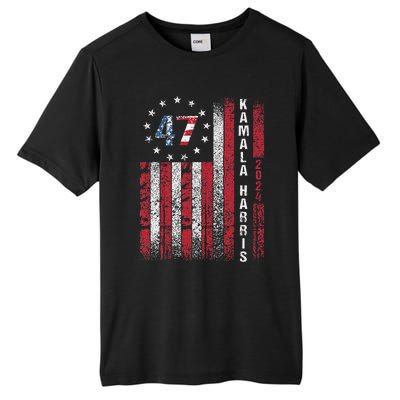 Kamala Harris 2024 For President American Flag Distressed Tall Fusion ChromaSoft Performance T-Shirt