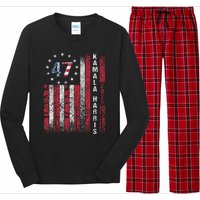 Kamala Harris 2024 For President American Flag Distressed Long Sleeve Pajama Set