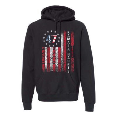 Kamala Harris 2024 For President American Flag Distressed Premium Hoodie