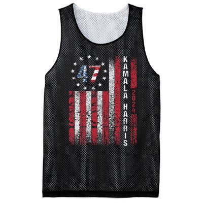 Kamala Harris 2024 For President American Flag Distressed Mesh Reversible Basketball Jersey Tank