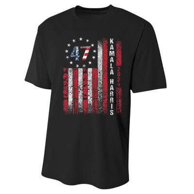 Kamala Harris 2024 For President American Flag Distressed Performance Sprint T-Shirt