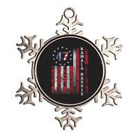 Kamala Harris 2024 For President American Flag Distressed Metallic Star Ornament