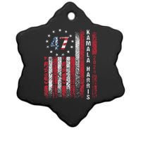 Kamala Harris 2024 For President American Flag Distressed Ceramic Star Ornament