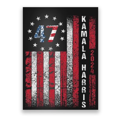 Kamala Harris 2024 For President American Flag Distressed Poster