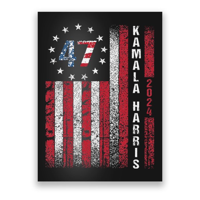 Kamala Harris 2024 For President American Flag Distressed Poster