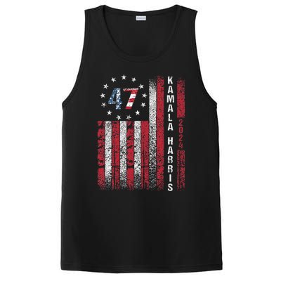 Kamala Harris 2024 For President American Flag Distressed PosiCharge Competitor Tank