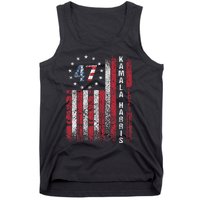 Kamala Harris 2024 For President American Flag Distressed Tank Top