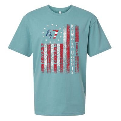 Kamala Harris 2024 For President American Flag Distressed Sueded Cloud Jersey T-Shirt