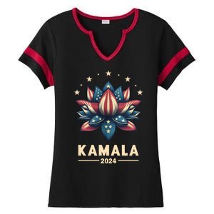 Kamala Harris 2024 Presidential Campaign American Lotus Ladies Halftime Notch Neck Tee