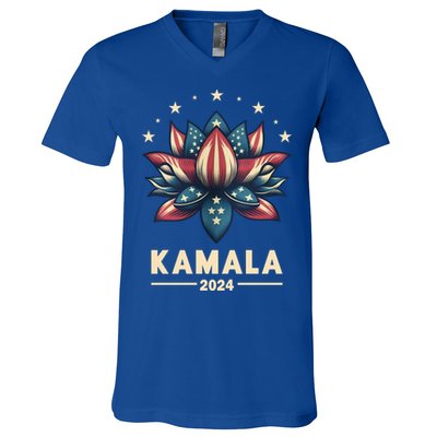 Kamala Harris 2024 Presidential Campaign American Lotus V-Neck T-Shirt