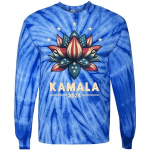 Kamala Harris 2024 Presidential Campaign American Lotus Tie-Dye Long Sleeve Shirt