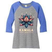 Kamala Harris 2024 Presidential Campaign American Lotus Women's Tri-Blend 3/4-Sleeve Raglan Shirt