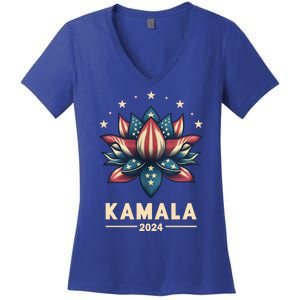 Kamala Harris 2024 Presidential Campaign American Lotus Women's V-Neck T-Shirt