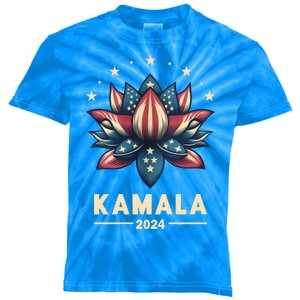 Kamala Harris 2024 Presidential Campaign American Lotus Kids Tie-Dye T-Shirt