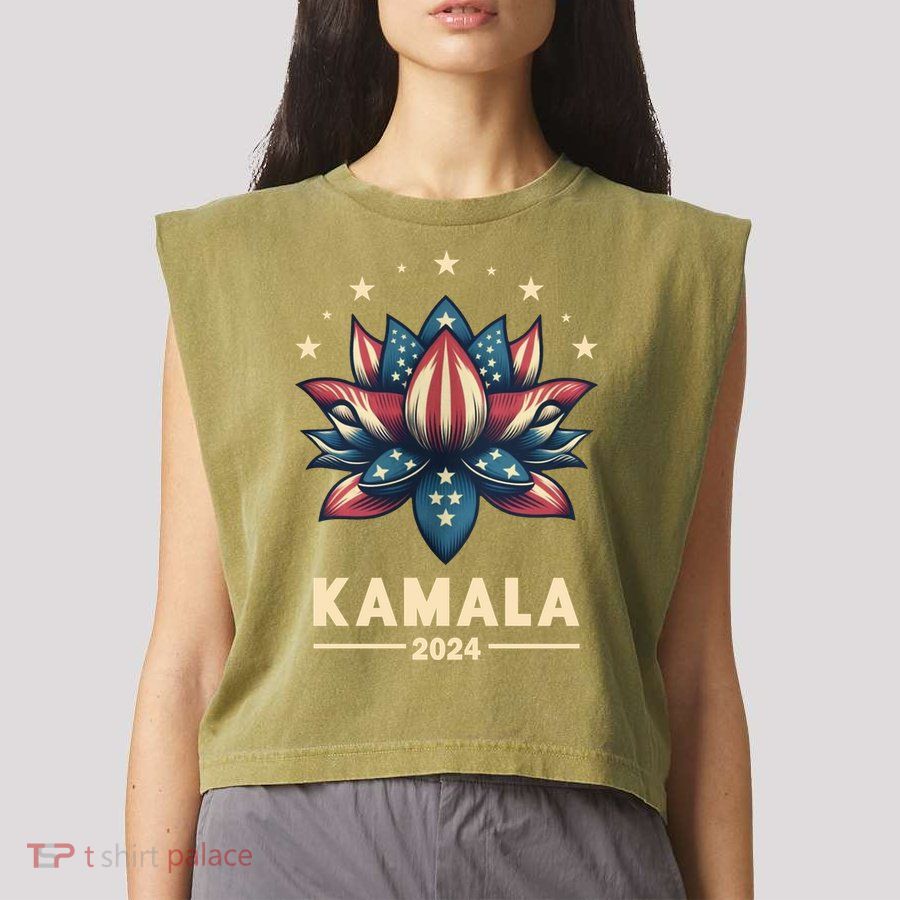 Kamala Harris 2024 Presidential Campaign American Lotus Garment-Dyed Women's Muscle Tee