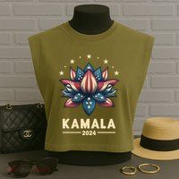 Kamala Harris 2024 Presidential Campaign American Lotus Garment-Dyed Women's Muscle Tee