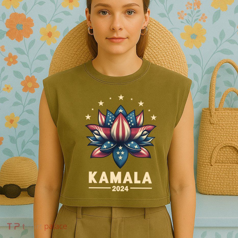 Kamala Harris 2024 Presidential Campaign American Lotus Garment-Dyed Women's Muscle Tee