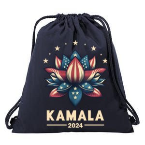 Kamala Harris 2024 Presidential Campaign American Lotus Drawstring Bag