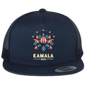 Kamala Harris 2024 Presidential Campaign American Lotus Flat Bill Trucker Hat