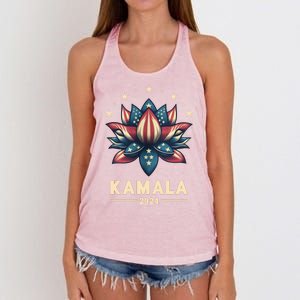 Kamala Harris 2024 Presidential Campaign American Lotus Women's Knotted Racerback Tank