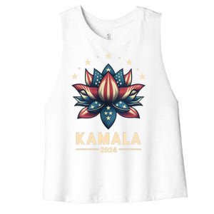 Kamala Harris 2024 Presidential Campaign American Lotus Women's Racerback Cropped Tank