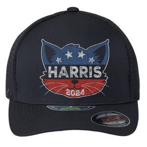 Kamala Harris 2024 Button Cat Face Cat Ladies For Kamala Cute Gift Flexfit Unipanel Trucker Cap