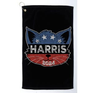 Kamala Harris 2024 Button Cat Face Cat Ladies For Kamala Cute Gift Platinum Collection Golf Towel