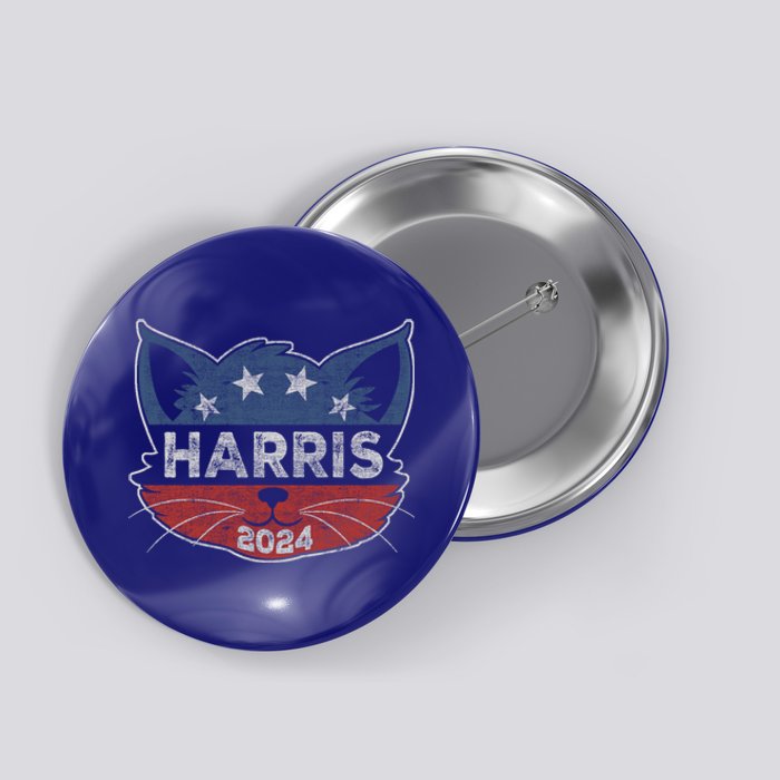 Kamala Harris 2024 Button Cat Face Cat Ladies For Kamala Cute Gift Button