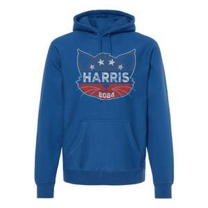 Kamala Harris 2024 Button Cat Face Cat Ladies For Kamala Cute Gift Premium Hoodie