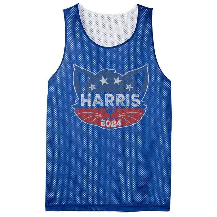 Kamala Harris 2024 Button Cat Face Cat Ladies For Kamala Cute Gift Mesh Reversible Basketball Jersey Tank