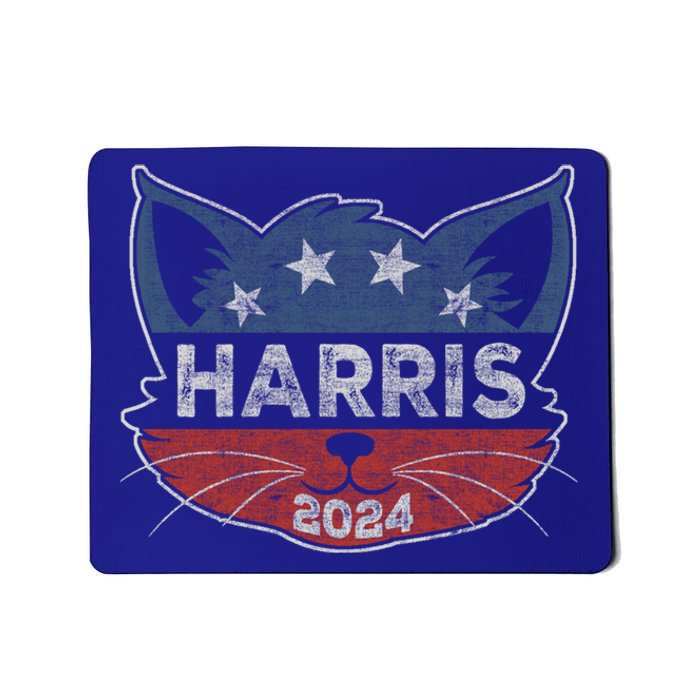 Kamala Harris 2024 Button Cat Face Cat Ladies For Kamala Cute Gift Mousepad