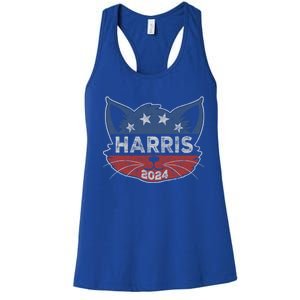 Kamala Harris 2024 Button Cat Face Cat Ladies For Kamala Cute Gift Women's Racerback Tank