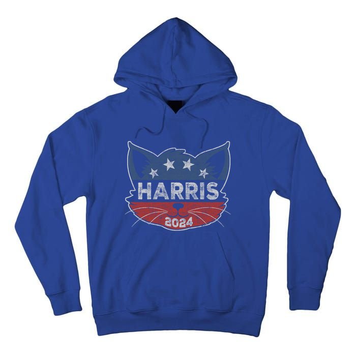 Kamala Harris 2024 Button Cat Face Cat Ladies For Kamala Cute Gift Tall Hoodie