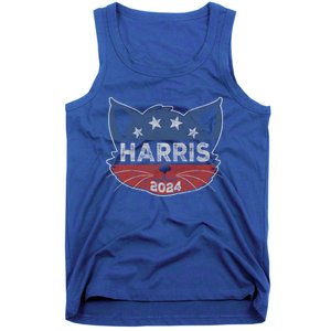 Kamala Harris 2024 Button Cat Face Cat Ladies For Kamala Cute Gift Tank Top