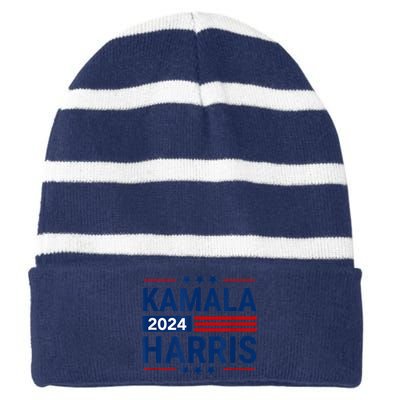 Kamala Harris 2024 Support First Presidente Usa Women Striped Beanie with Solid Band