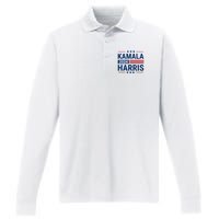 Kamala Harris 2024 Support First Presidente Usa Women Performance Long Sleeve Polo