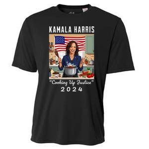 Kamala Harris 2024 Cooking Up Justice Fun Political Cooling Performance Crew T-Shirt