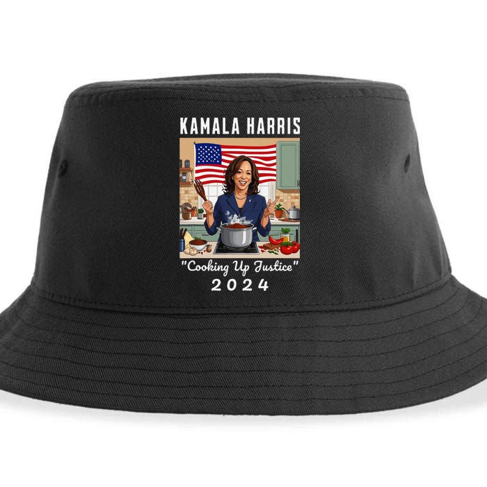 Kamala Harris 2024 Cooking Up Justice Fun Political Sustainable Bucket Hat