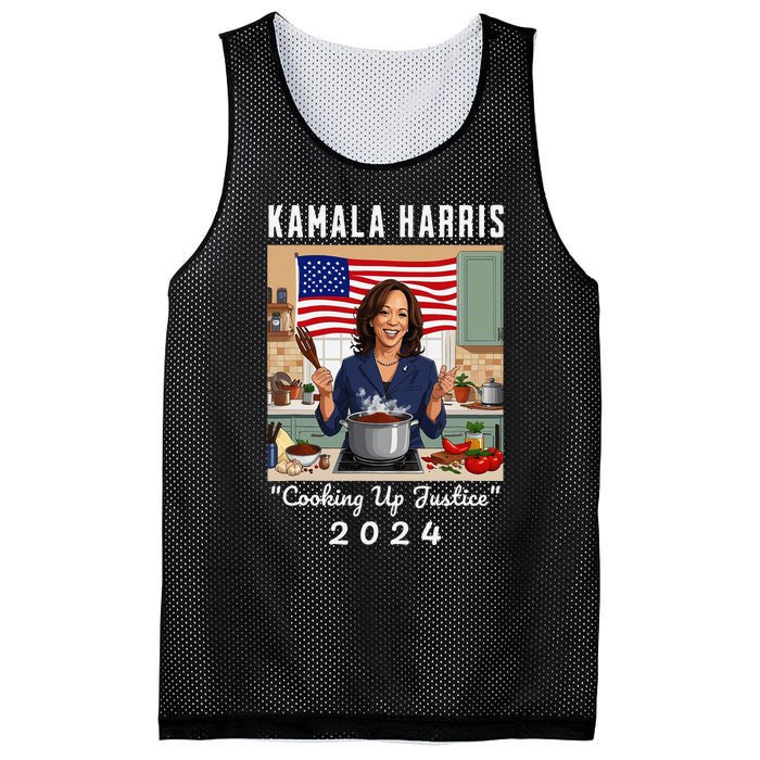 Kamala Harris 2024 Cooking Up Justice Fun Political Mesh Reversible Basketball Jersey Tank