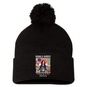 Kamala Harris 2024 Cooking Up Justice Fun Political Pom Pom 12in Knit Beanie