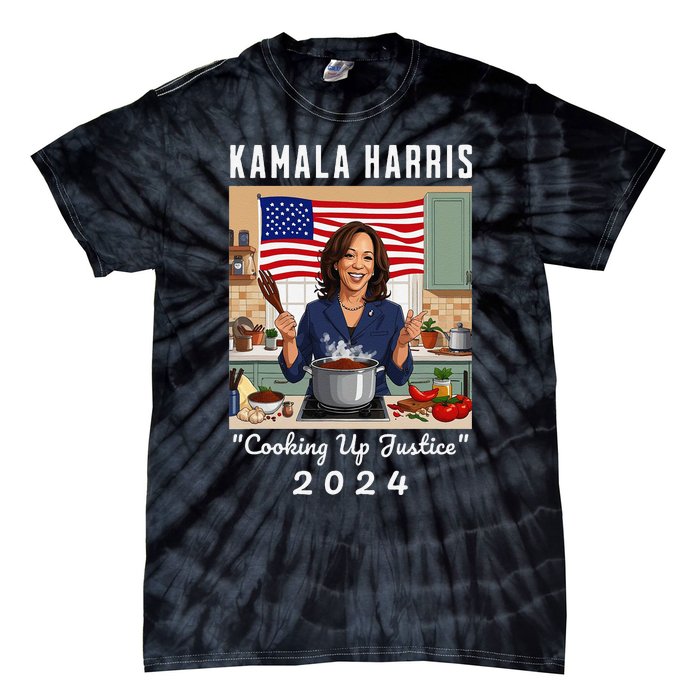 Kamala Harris 2024 Cooking Up Justice Fun Political Tie-Dye T-Shirt