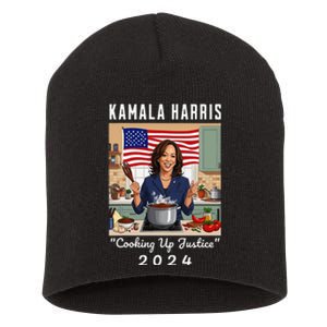 Kamala Harris 2024 Cooking Up Justice Fun Political Short Acrylic Beanie