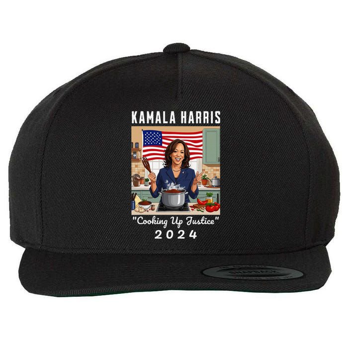 Kamala Harris 2024 Cooking Up Justice Fun Political Wool Snapback Cap